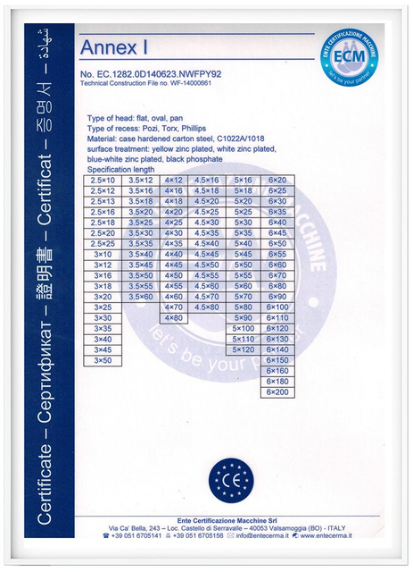 Nuts quality certificate