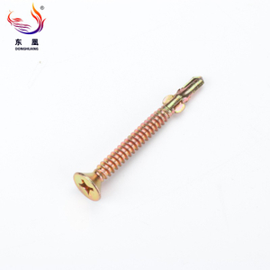 CSK Head Yellow Zinc Self Drilling Screw with Cutting Line And Wings