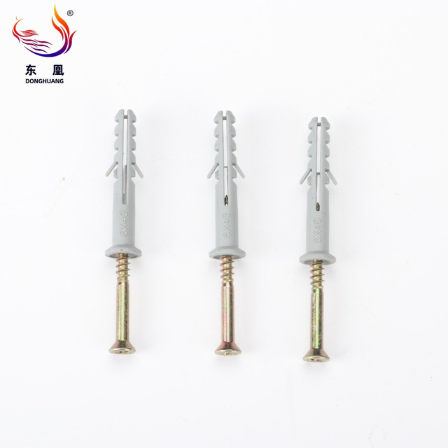 PP PE PVC Grey Plastic Anchor Wall Plug Nylon Wall Frame Fixing Anchors with Screw