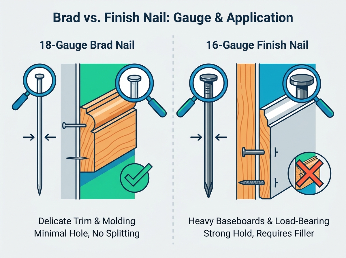 Using a brad nailer on decorative wood trim