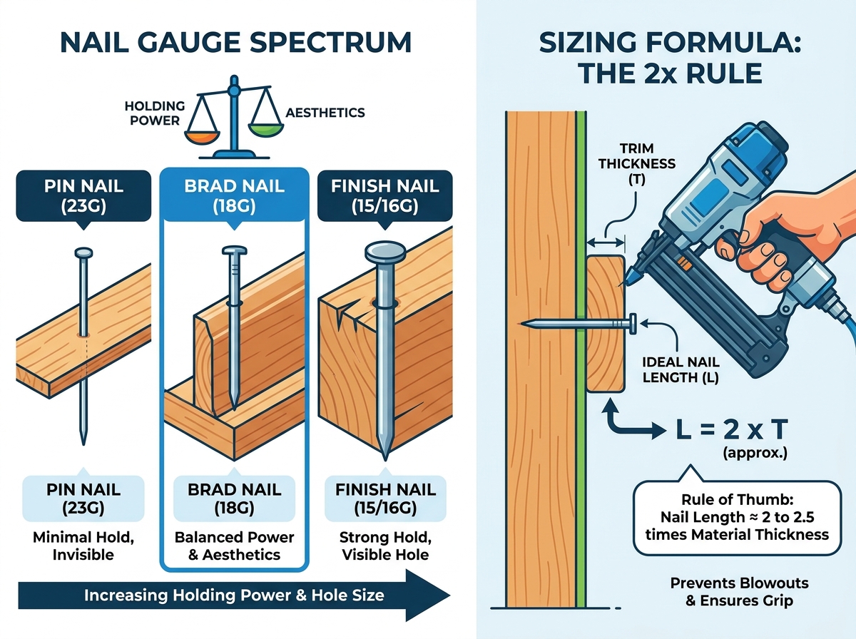 Brad nail tool used on window casing trim