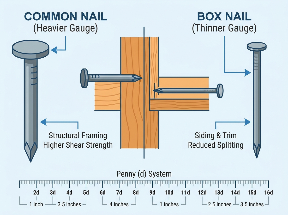 Common nail material and coating specifications
