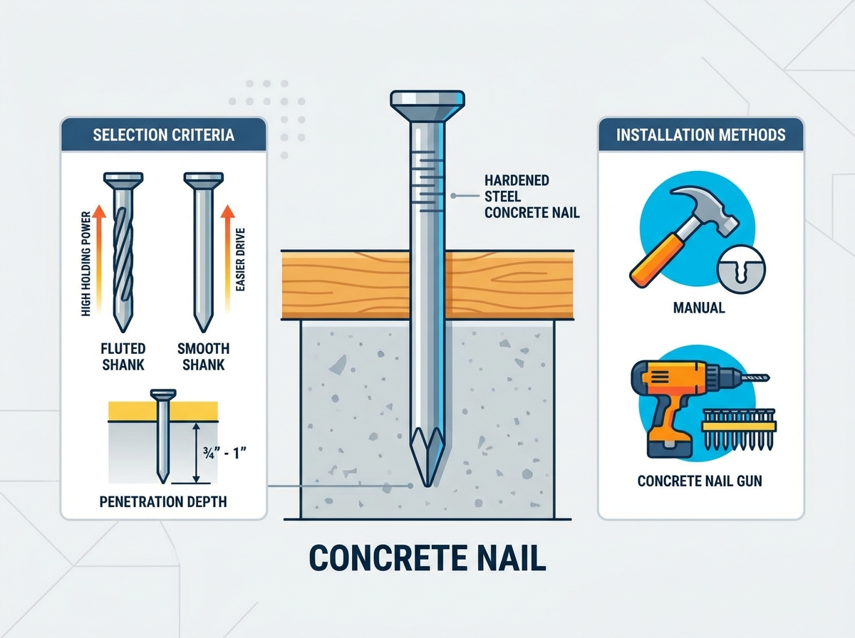 Professional concrete nail installation and fastening process